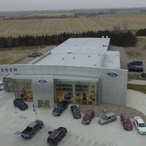 Aerial shot of Friesen Ford dealership.